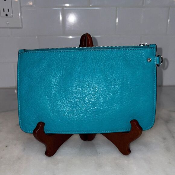 Michael Kors Bag Wristlet Purse Aqua Pebbled Leather Clutch - Picture 4 of 15